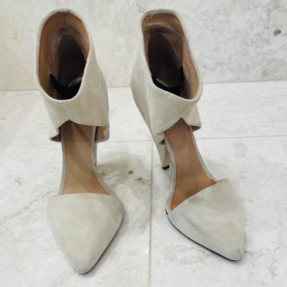 IRO {38} Booties Cream Suede Heel Pointed Toe - Picture 3 of 14